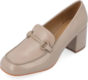 Journee Collection Womens Nysaa Block Heel Faux Leather Loafer Heels