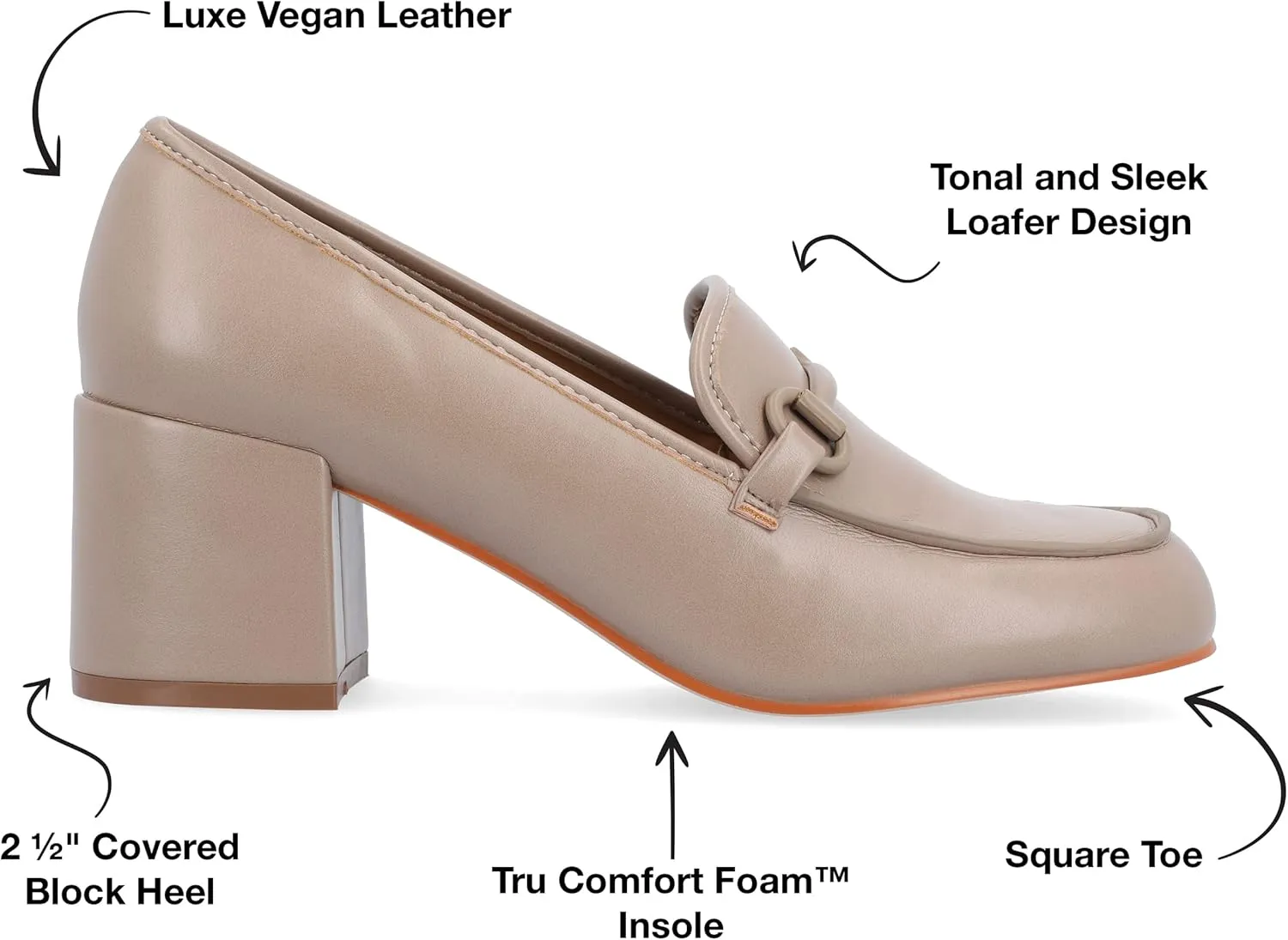 Journee Collection Womens Nysaa Block Heel Faux Leather Loafer Heels