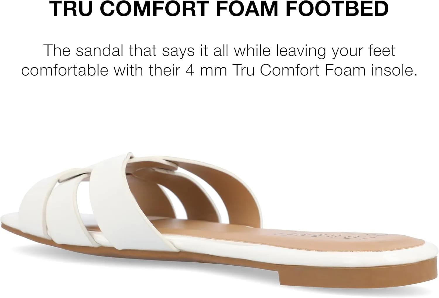 Journee Womens Flat Open Square Toe Fashion Banded Sandal Comfortable Dressy Slip On Arrina Slide