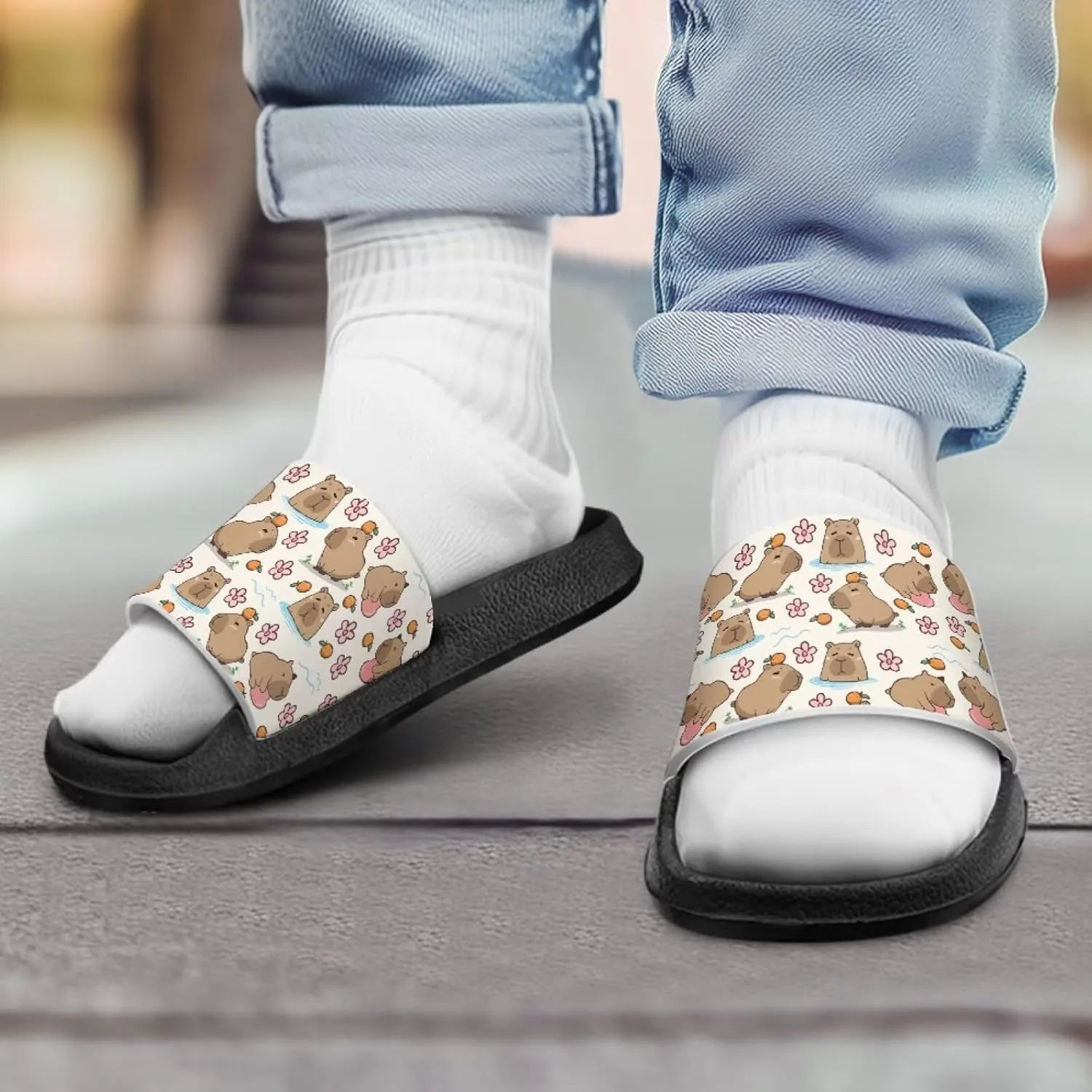 JoyLamoria Animal Print Sandals House Slides Children's Cozy Pillow Slippers Soft Cushioned Lightweight Summer Fashionable