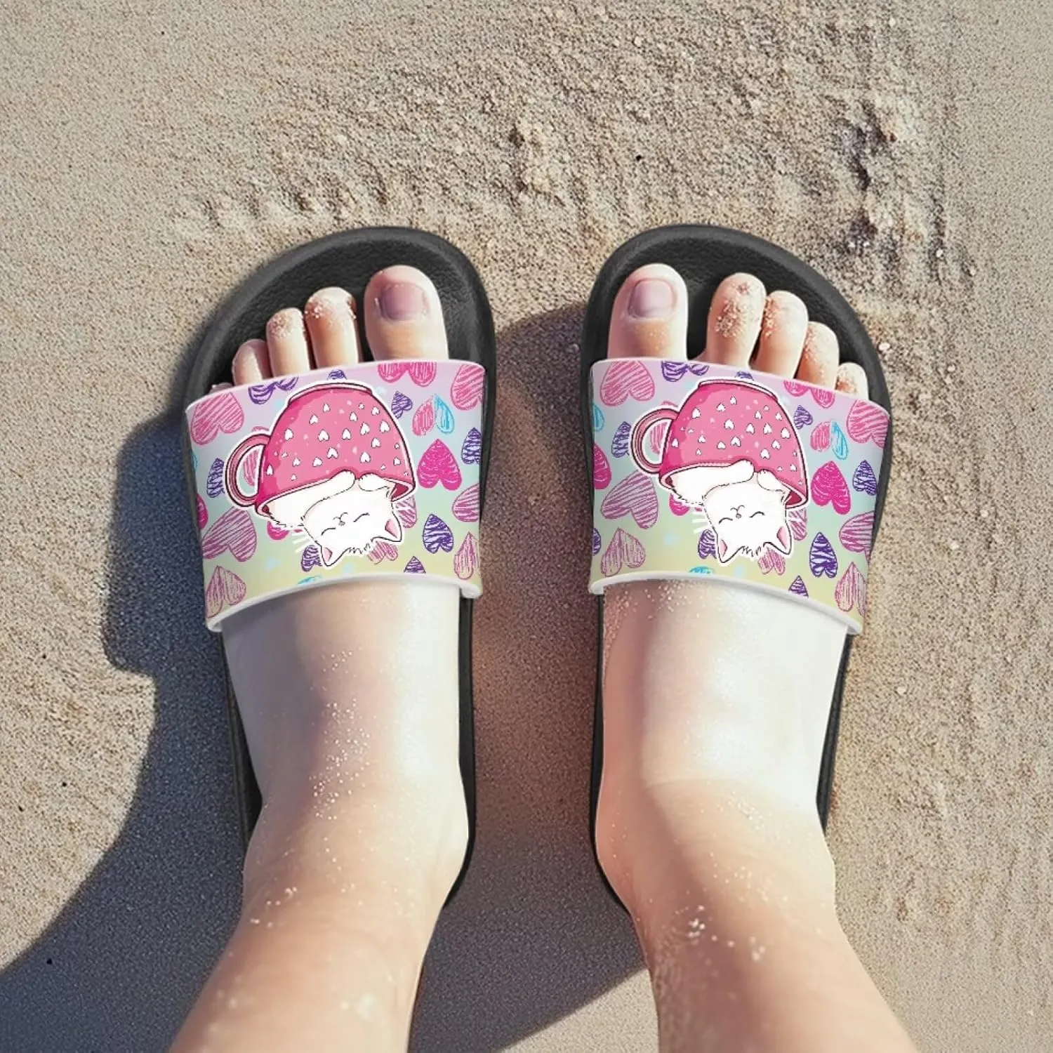 JoyLamoria Animals Print Sandals House Slides Kids Unisex Cloud Slippers Cushioned Non-Slip Shower Beach Pool Open Toe Comfy