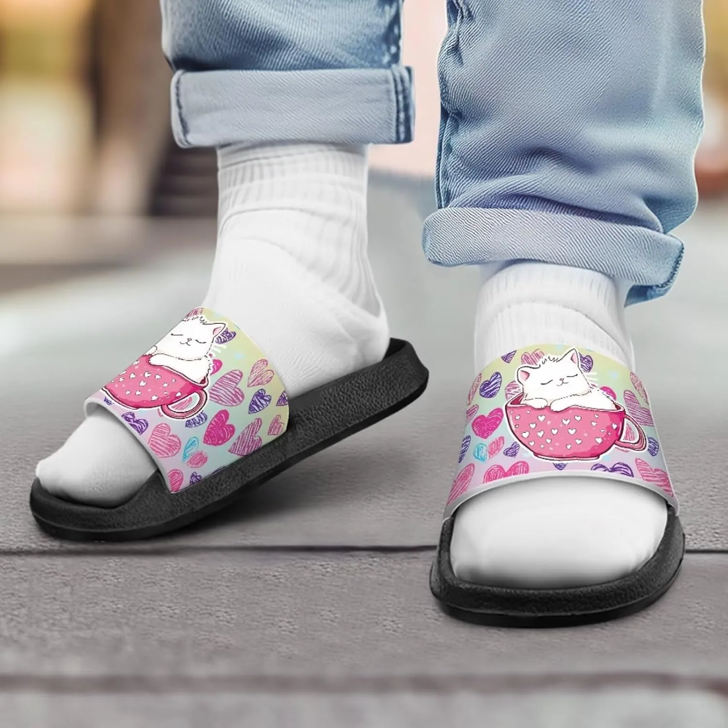 JoyLamoria Animals Print Sandals House Slides Kids Unisex Cloud Slippers Cushioned Non-Slip Shower Beach Pool Open Toe Comfy