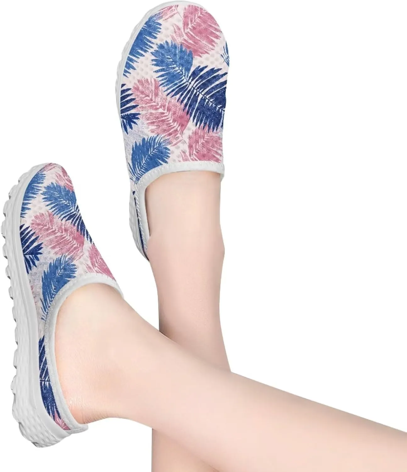 JoyLamoria Flower Pattern House Womens Shoes Mule Breathable Walking Mesh Clog Sneakers Casual