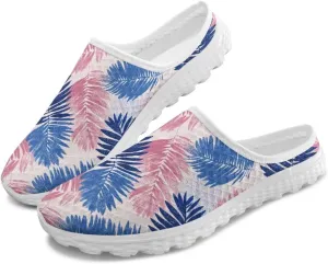 JoyLamoria Flower Pattern House Womens Shoes Mule Breathable Walking Mesh Clog Sneakers Casual