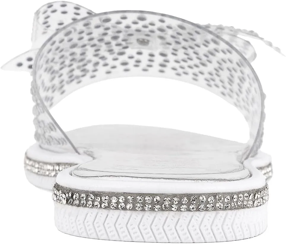Juicy Couture Women's Slide Sandals - Glitter Bling Open Toe Sparkle Flats - Dressy Summer Casual Footwear
