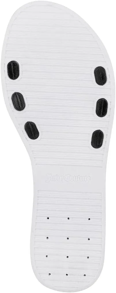 Juicy Couture Women's Slide Sandals - Glitter Bling Open Toe Sparkle Flats - Dressy Summer Casual Footwear