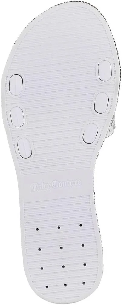 Juicy Couture Women's Slide Sandals - Glitter Bling Open Toe Sparkle Flats - Dressy Summer Casual Footwear