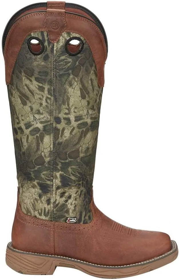 Justin Men's Rush Strike Camo Shaft Leather Pull On Snake Boot Square Toe - Se4380