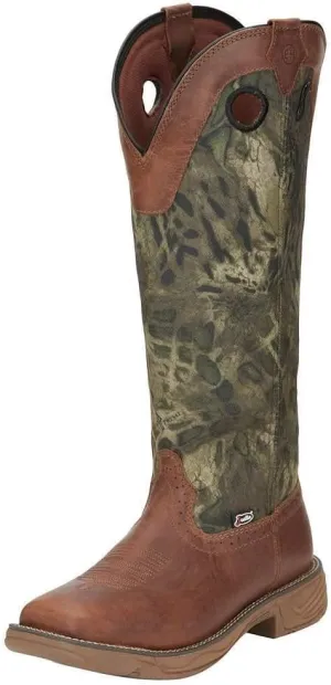 Justin Men's Rush Strike Camo Shaft Leather Pull On Snake Boot Square Toe - Se4380