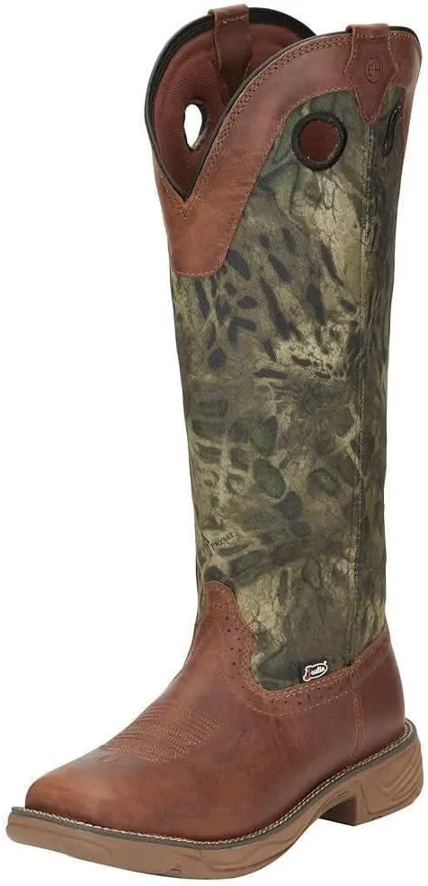 Justin Men's Rush Strike Camo Shaft Leather Pull On Snake Boot Square Toe - Se4380