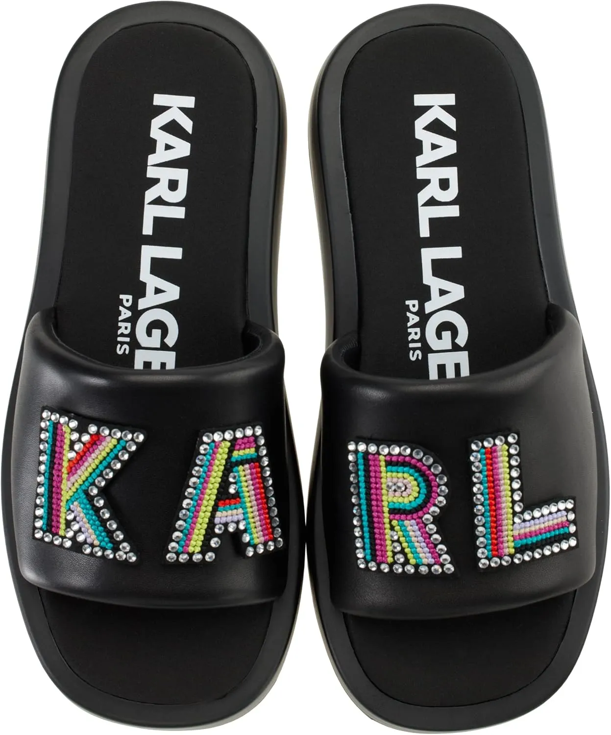 Karl Lagerfeld Paris Women's Opal Embellished Platform Sandal Slide