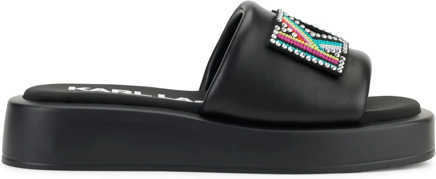 Karl Lagerfeld Paris Women's Opal Embellished Platform Sandal Slide
