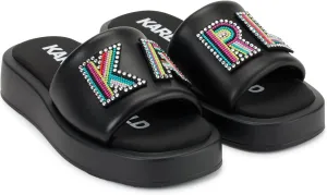 Karl Lagerfeld Paris Women's Opal Embellished Platform Sandal Slide
