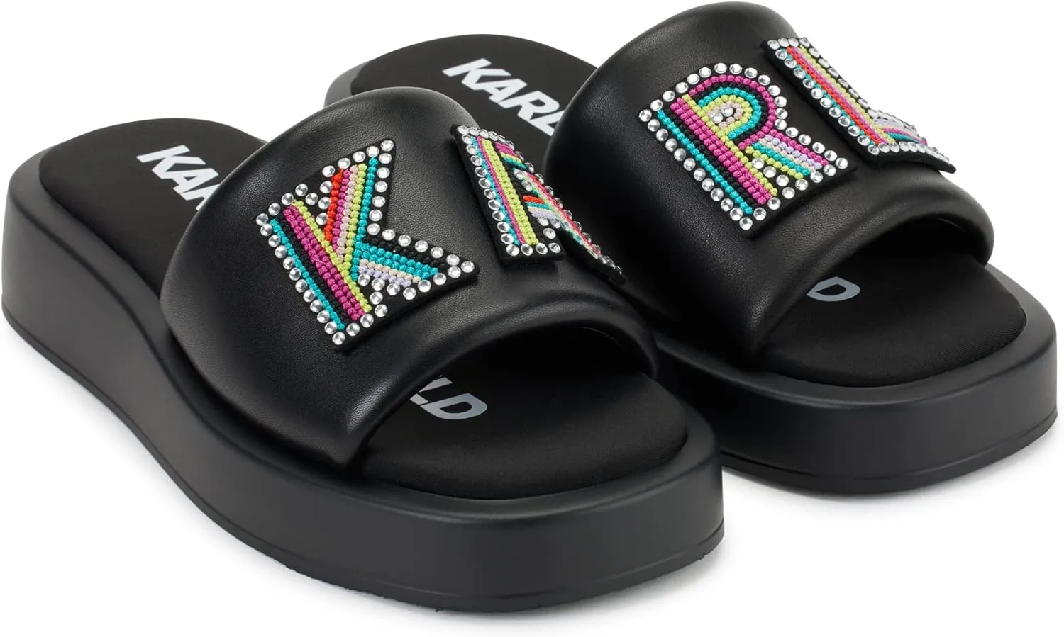 Karl Lagerfeld Paris Women's Opal Embellished Platform Sandal Slide
