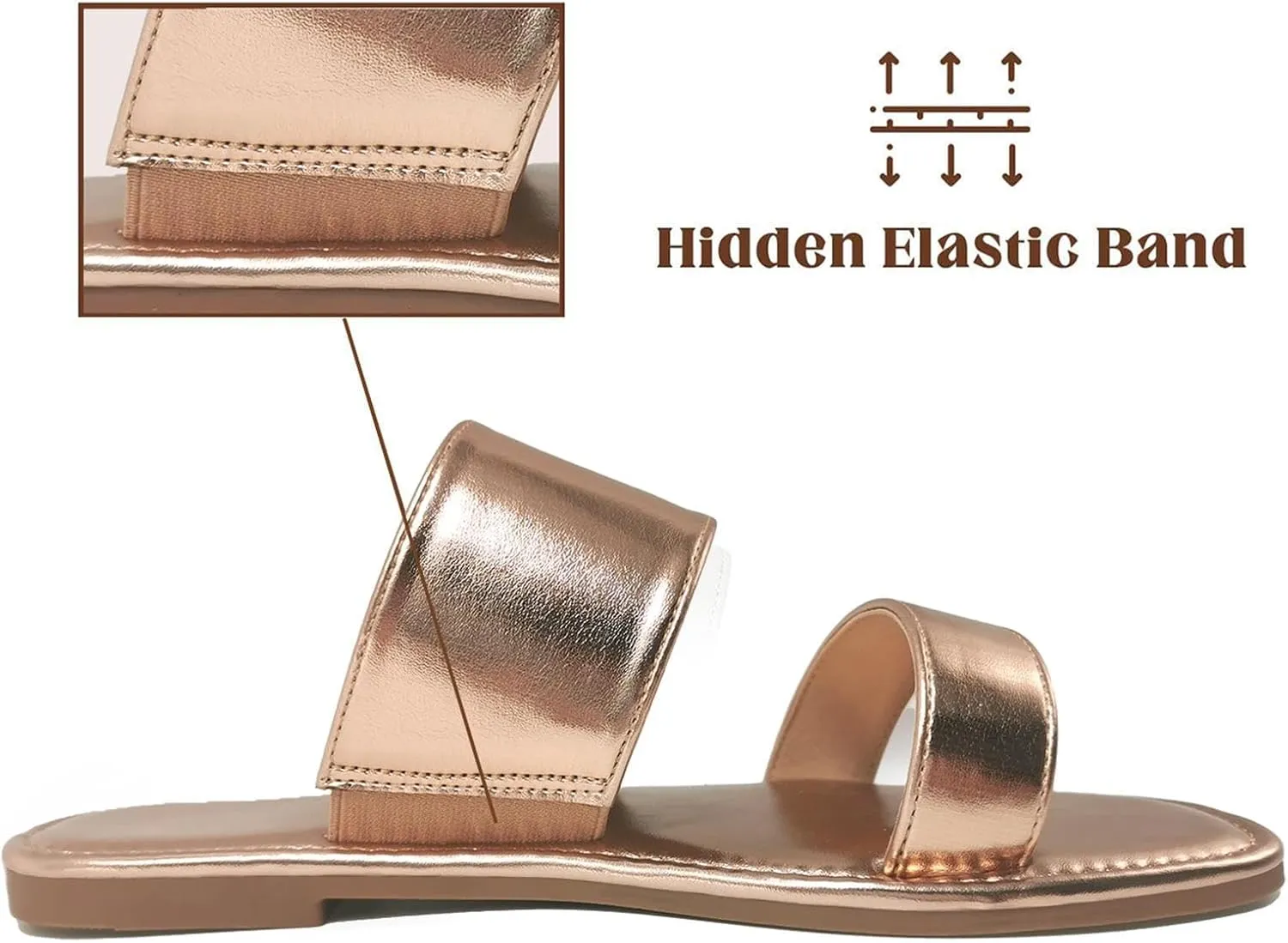 katliu Women's Flat Sandals Two Strap Slide Sandals Open Toe