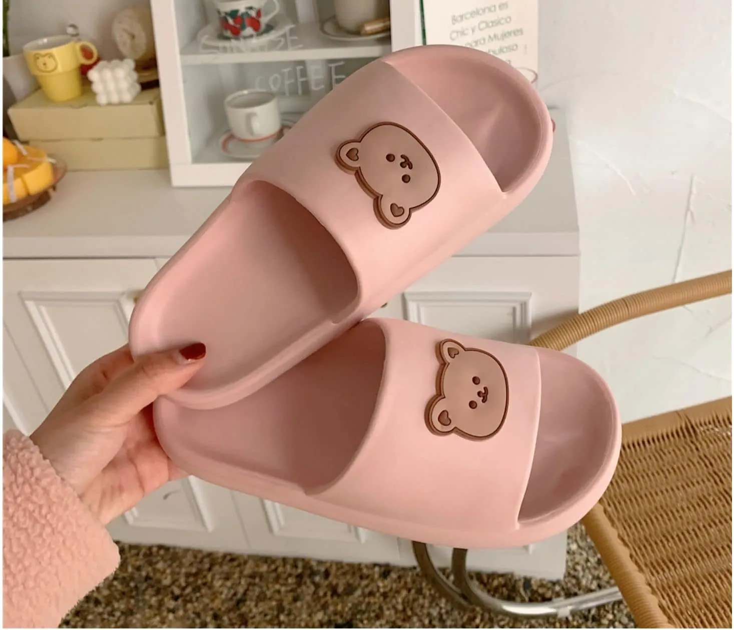 Kawaii Bear Slipper Cute Home Slide Cloud Slides Extra Soft for Beach Bathroom Women Teen Girls