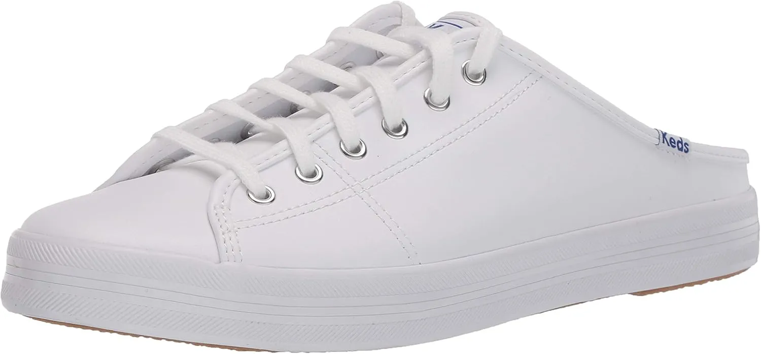 Keds Women's Kickstart Mule CORE Leather Sneaker, White, 7 M US