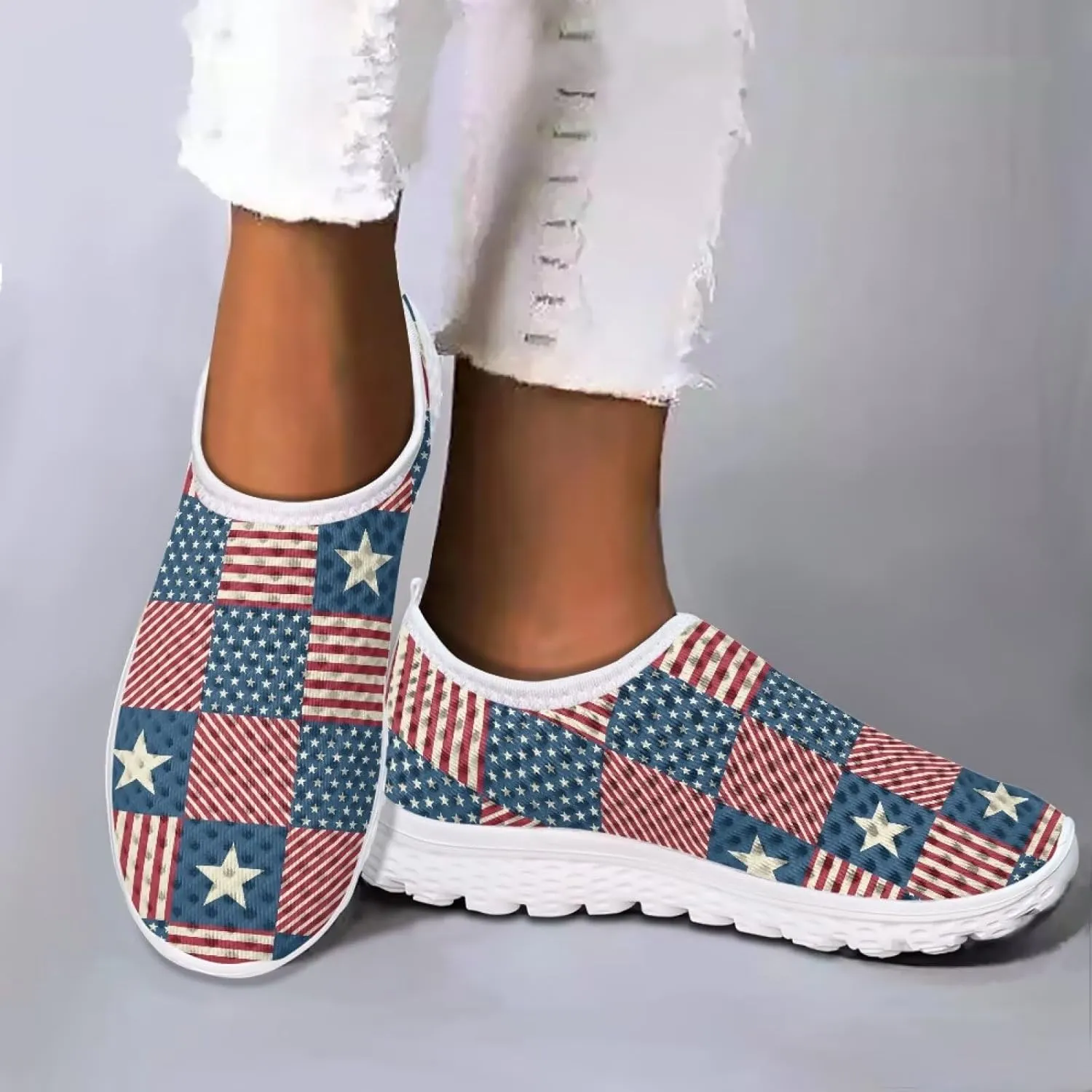 KEIAHUAN Trail Running Shoes Women Lightweight Fashion Casual Mesh Sneakers Flats