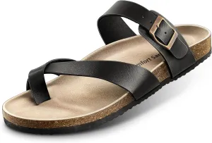 KEMISANT Women's Slide Sandals-Flip-Flops-Casual Slip-ons with Unslip Rubber Outsole and Suede Upper