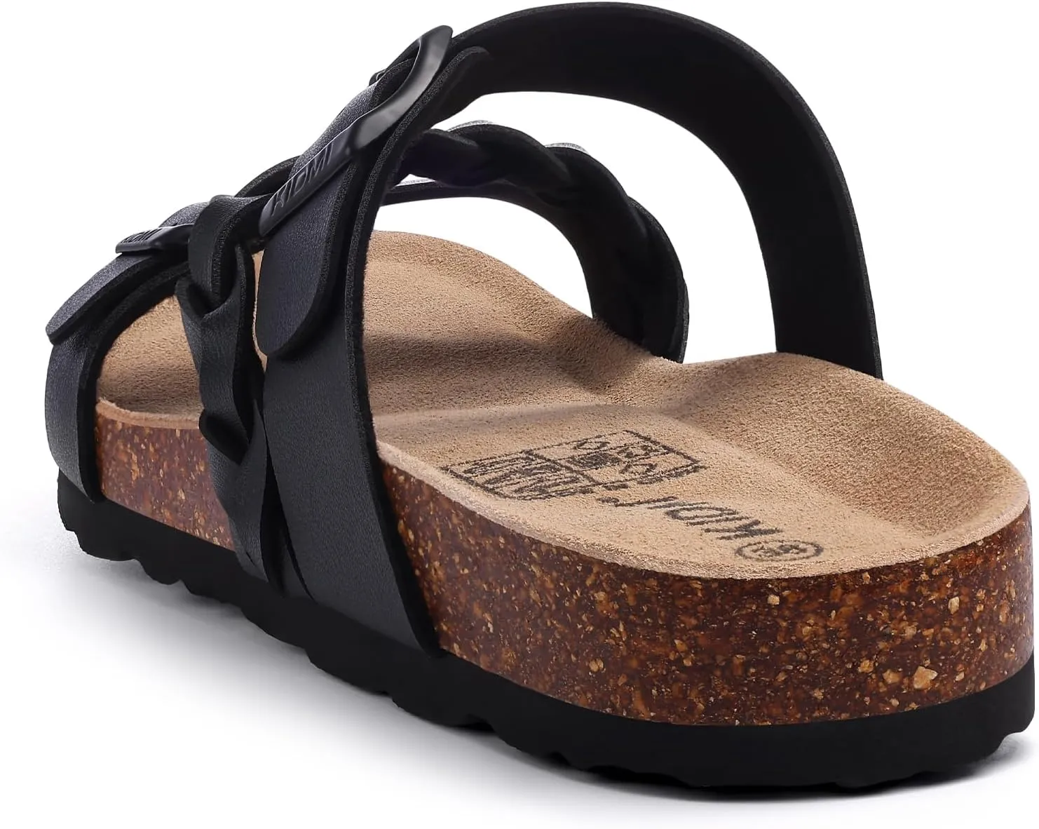 KIDMI Women's Cork Footbed Sandals with Arch Support Comfortable Slip-On Slide Sandals With Adjustable Buckle for Summer