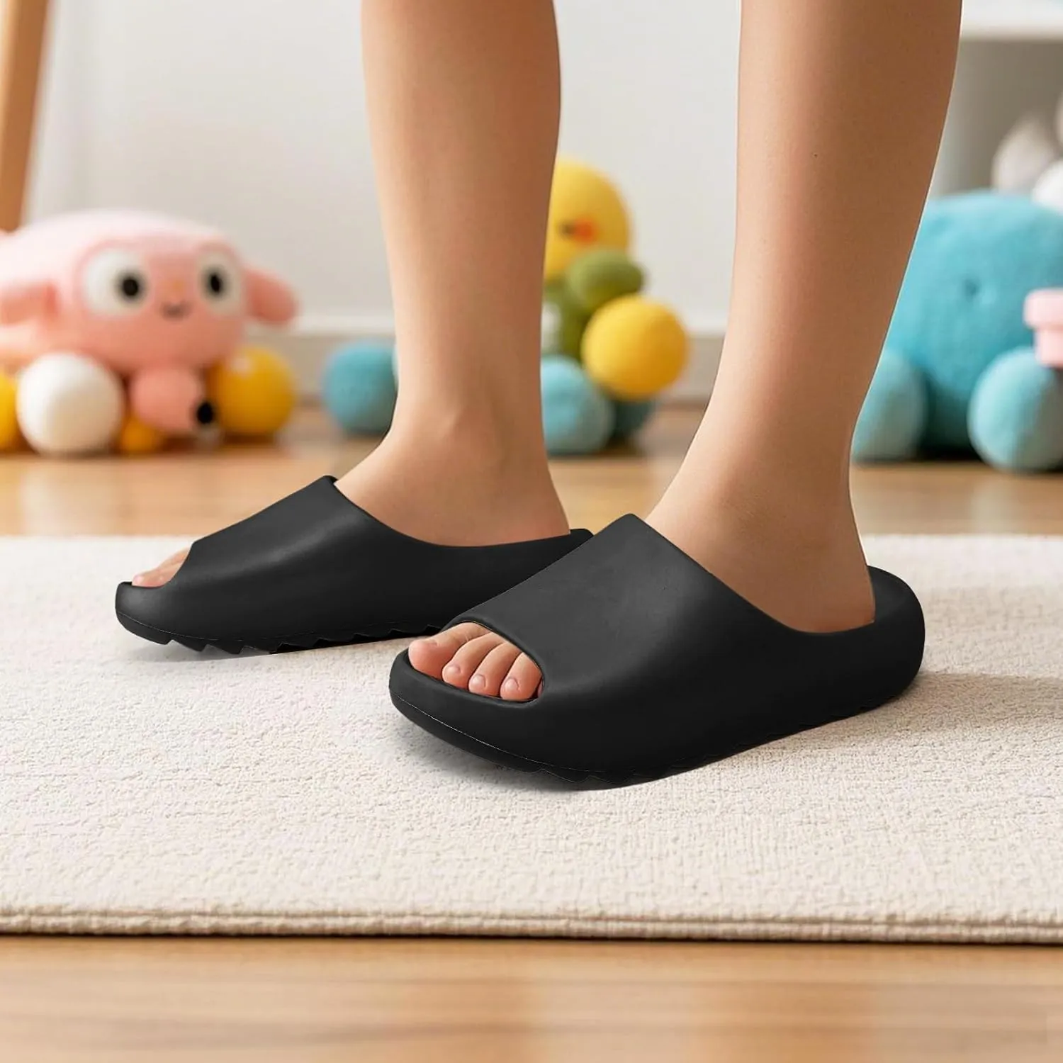Kids Cloud Slides Slippers For Girls Boys,Pillow House Slippers Non-Slip Super Soft Quick Drying Shower Cushioned Slides Bathroom Thick Sole Sandals Indoor Outdoor Slippers