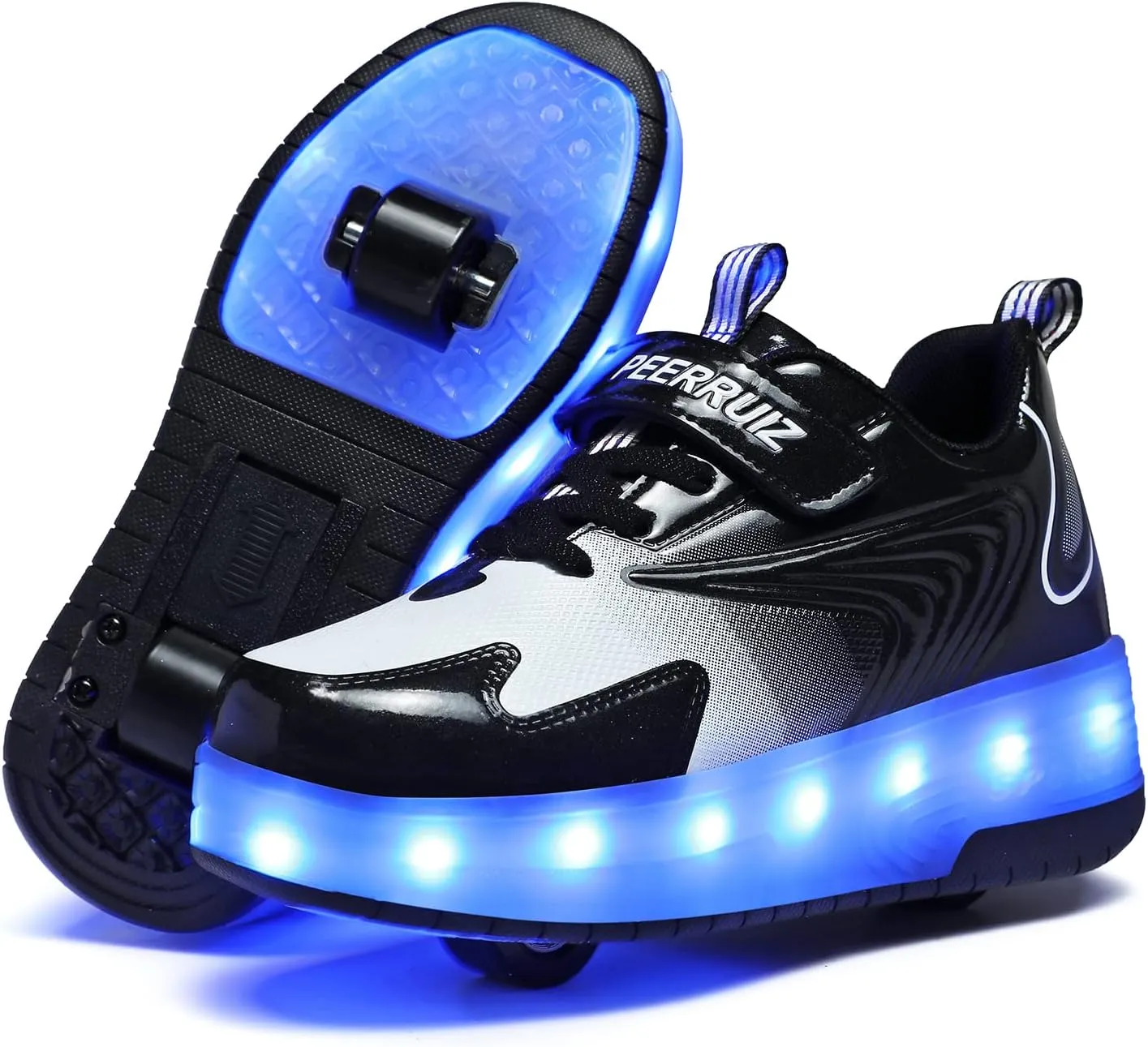 Kids LED Roller Skate Shoes with Double Wheels Rechargeable Retractable Wheels Light Up Sneakers for Christmas Birthday Gifts