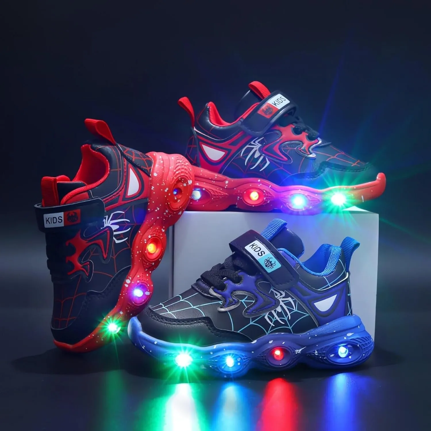 Kids Light Up Shoes Toddler Boys Girls LED Luminous Running Trainers Cartoon Mesh Breathable Sports and Walking Sneaker