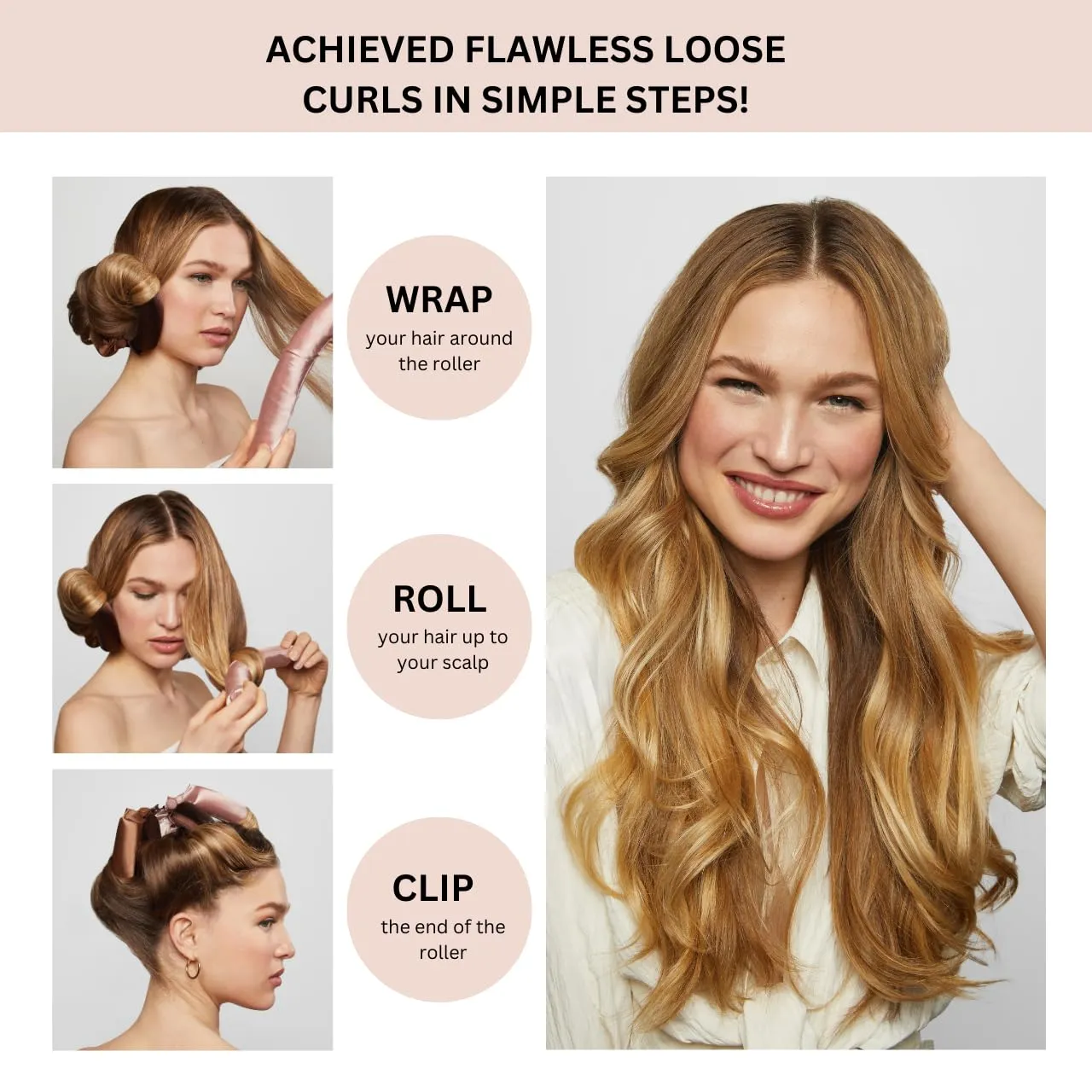 Kitsch Satin Hair Curlers, Heatless Curling Rod - Jumbo Flexi Rod, Heatless Hair Curler - Hair Curlers to Sleep In - No Heat Overnight Curls - For All Hair Types and Texture - 4pcs Rosewood