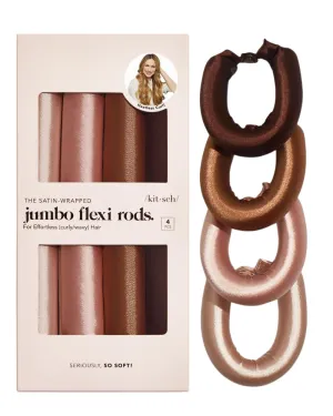Kitsch Satin Hair Curlers, Heatless Curling Rod - Jumbo Flexi Rod, Heatless Hair Curler - Hair Curlers to Sleep In - No Heat Overnight Curls - For All Hair Types and Texture - 4pcs Rosewood