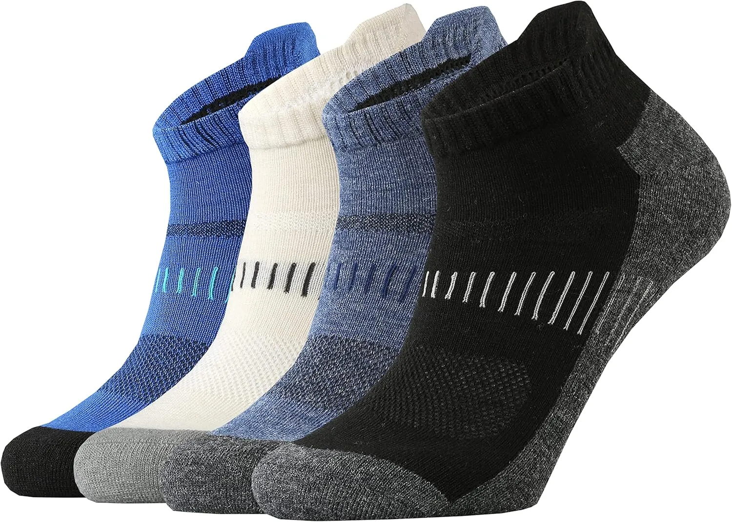 KMM Men's Merino Wool No Show Ankle Socks with Cushion Low Tab Summer for Outdoor Hiking Golf Loafer Sneaker Trail Running