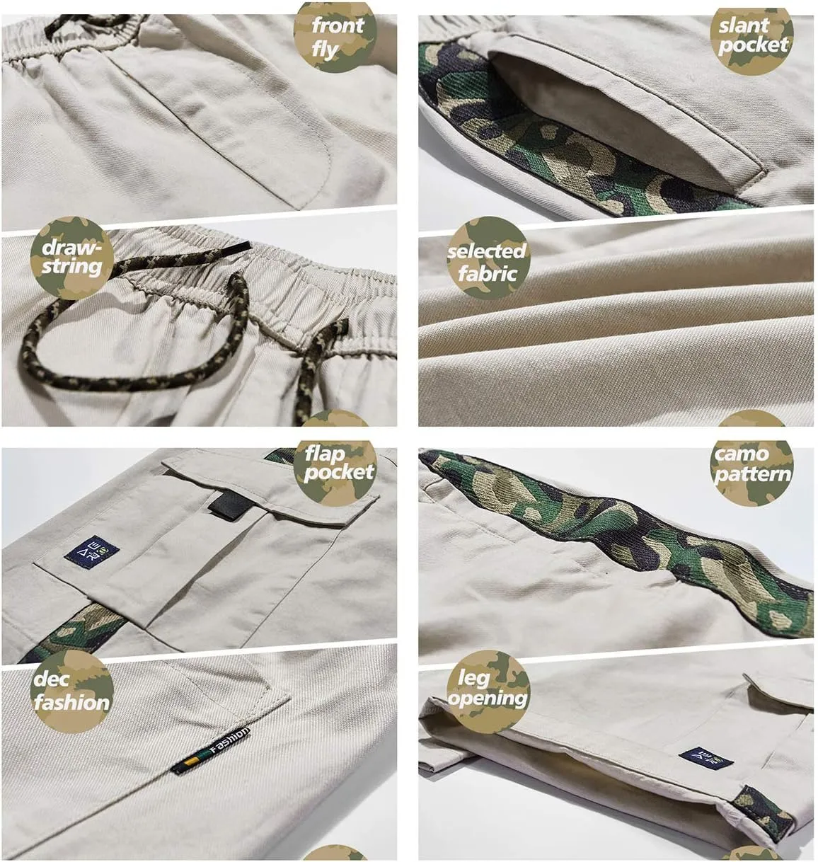 Kolongvangie Men's Cargo Shorts Casual Drawstring Pull On Cotton Summer Big & Tall Relaxed Fit Work Shorts
