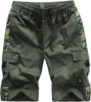 Kolongvangie Men's Cargo Shorts Casual Drawstring Pull On Cotton Summer Big & Tall Relaxed Fit Work Shorts