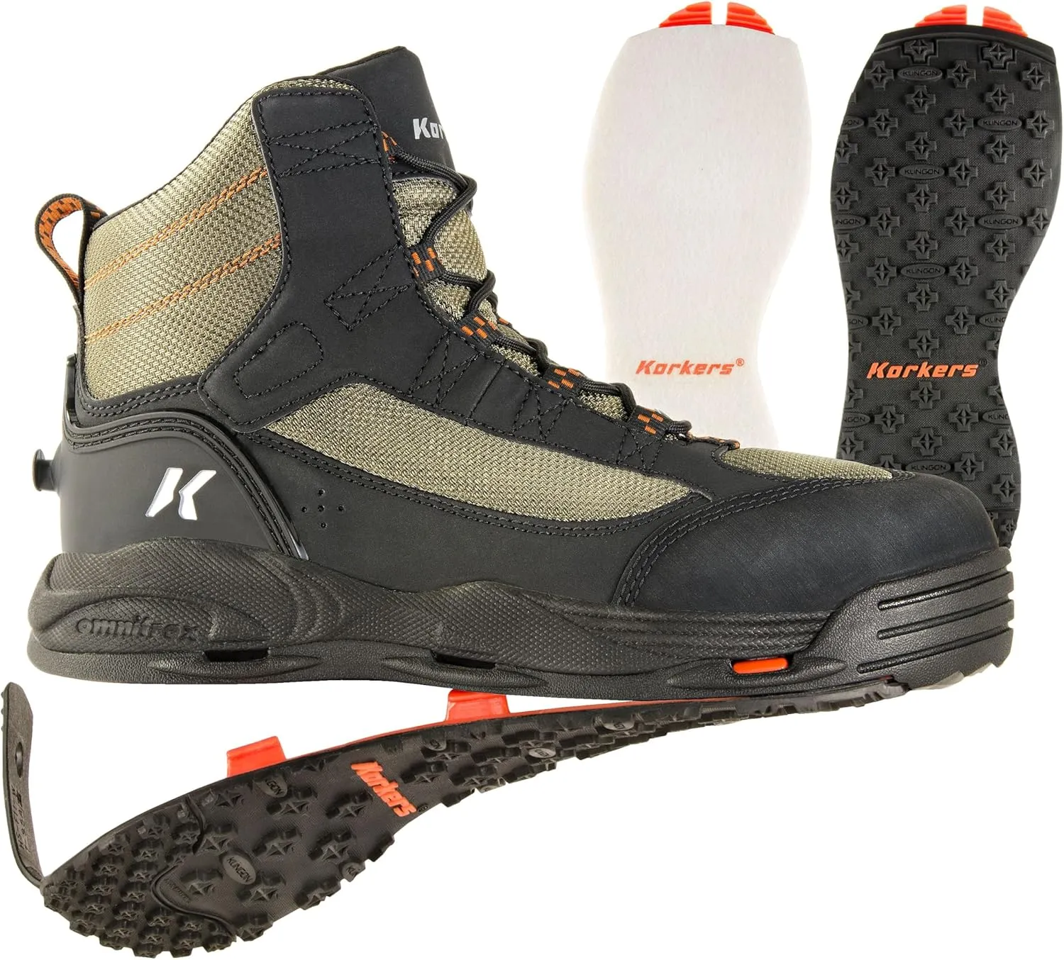 Korkers Greenback Wading Boots - Packed with the Essentials - Includes Interchangeable Felt and Kling-On Soles