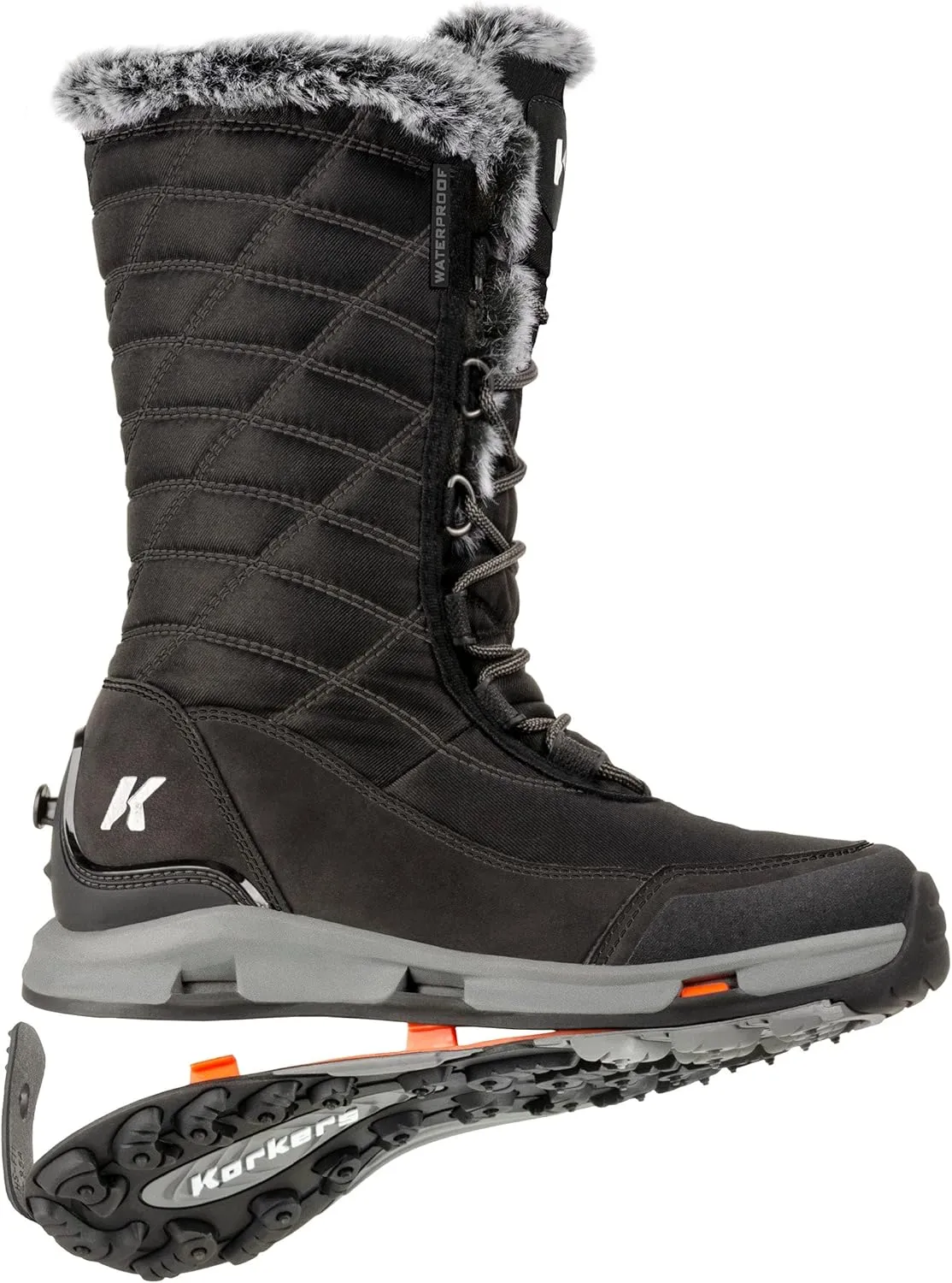 Korkers Women's South Lake Winter Boots - Extra Cozy and Waterproof - Includes Interchangeable TrailTrac Sole