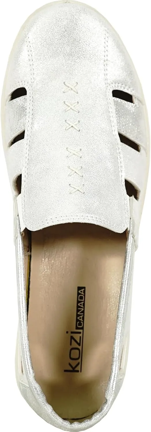 KOZI Women Comfort Casual Wedge Sandal Shoe Slip-On Loafer Mary Jane Round or Cap Toe with Removable Insole