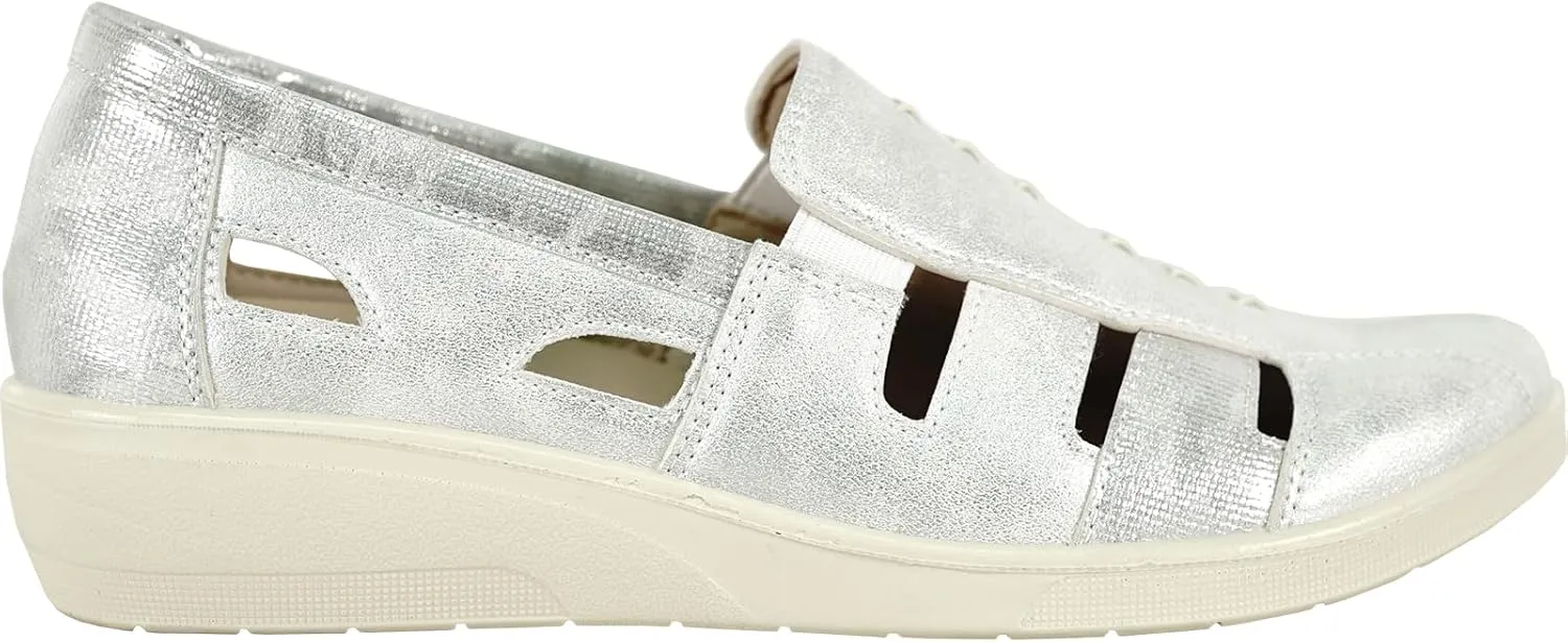KOZI Women Comfort Casual Wedge Sandal Shoe Slip-On Loafer Mary Jane Round or Cap Toe with Removable Insole