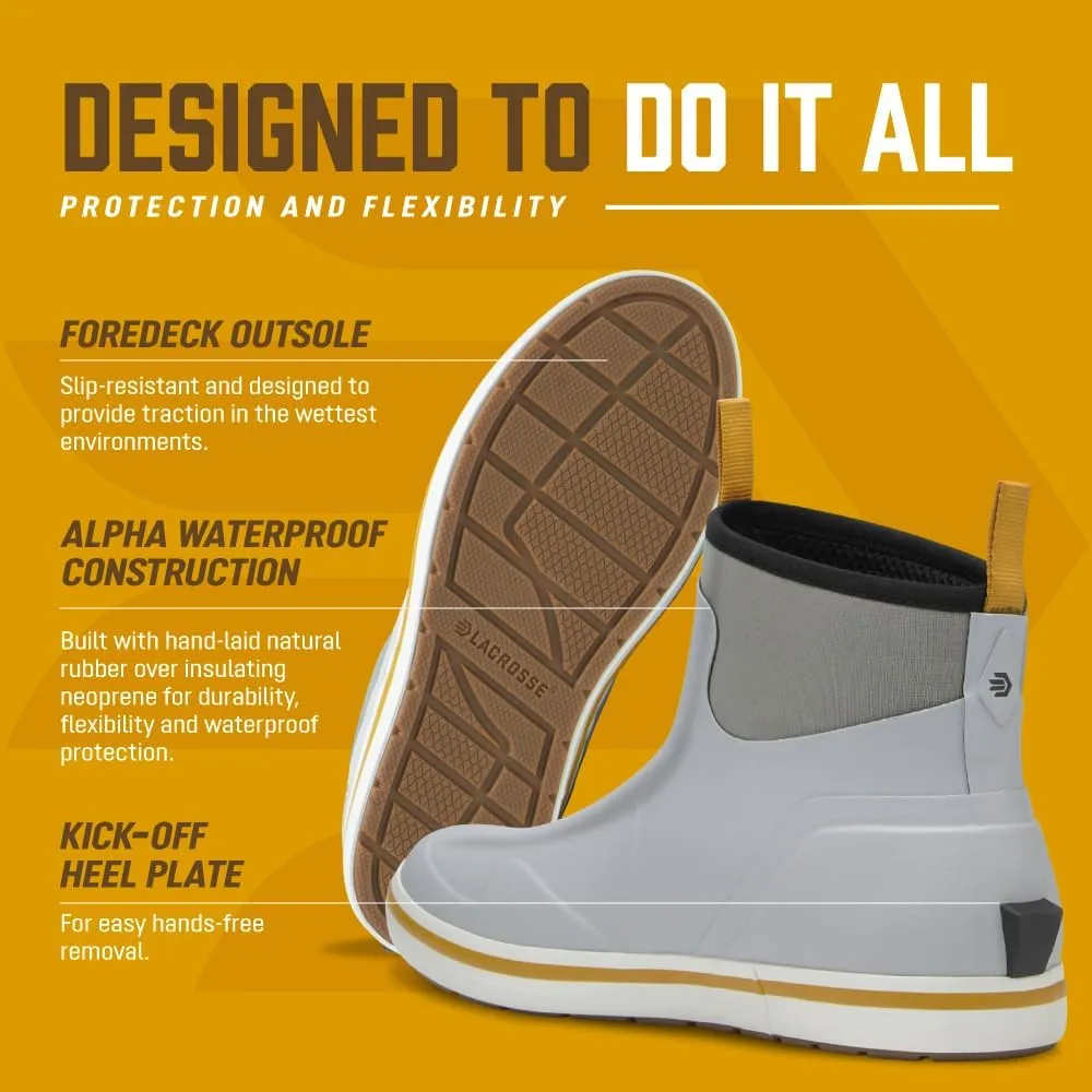 LaCrosse Alpha Deck Boot 6" - Rain Boots Men, Waterproof Boots for Men, Durable Outdoor Boots for Men, Comfort Fit