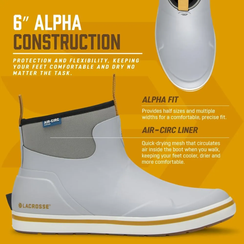 LaCrosse Alpha Deck Boot 6" - Rain Boots Men, Waterproof Boots for Men, Durable Outdoor Boots for Men, Comfort Fit