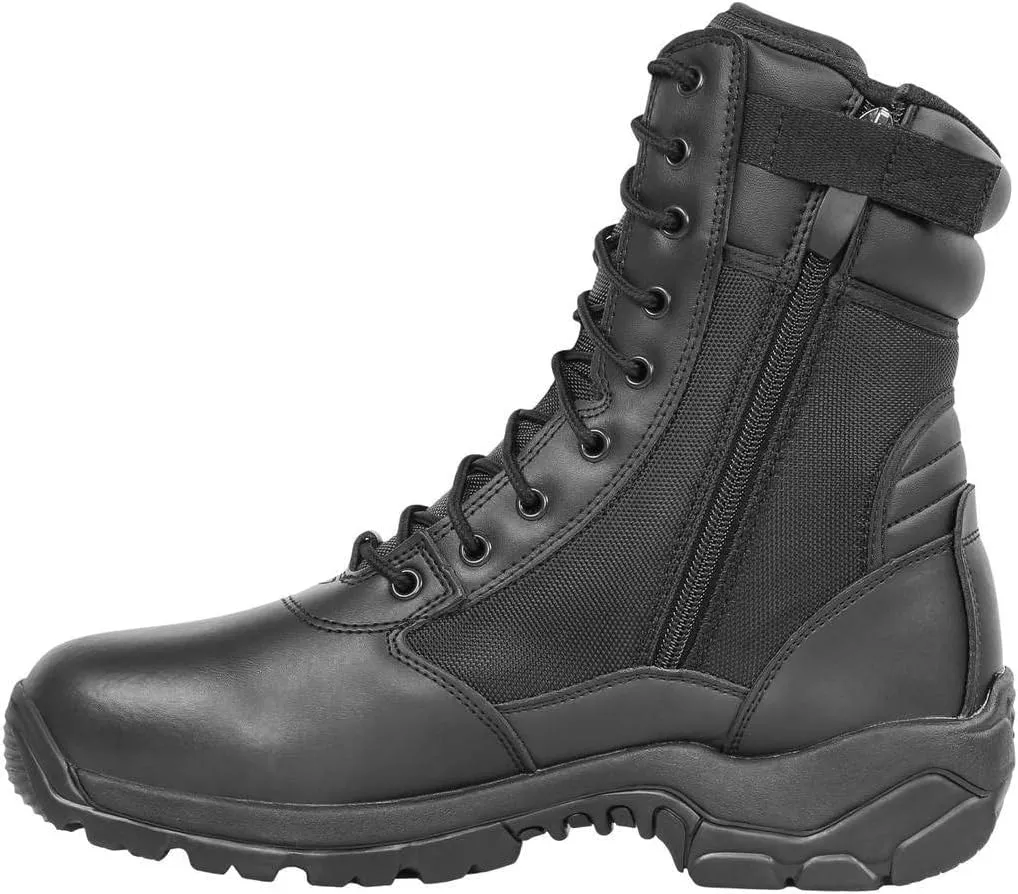 LAPG Men's Core 8" Side-Zip Tactical Work Boots, Lightweight and Durable Suede Leather Military Combat Boots for Hiking, Motorcycling, EMS, EMT, Jungle, Army, and Outdoor Activities