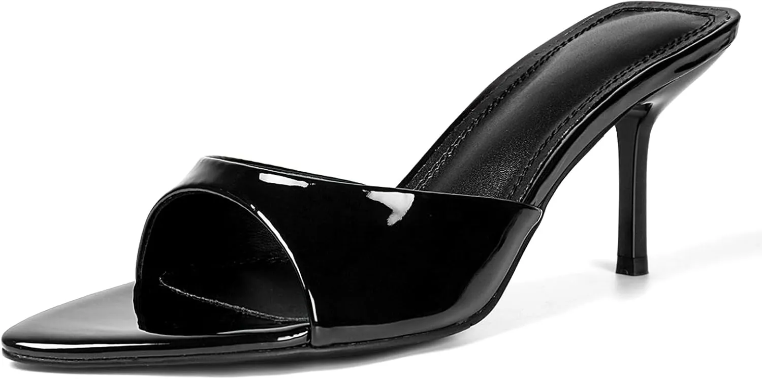 Leopard Kitten Heels Pointed Toe Mule Heels for Women Open Toe Kitten Heel for Party Dressy Wedding