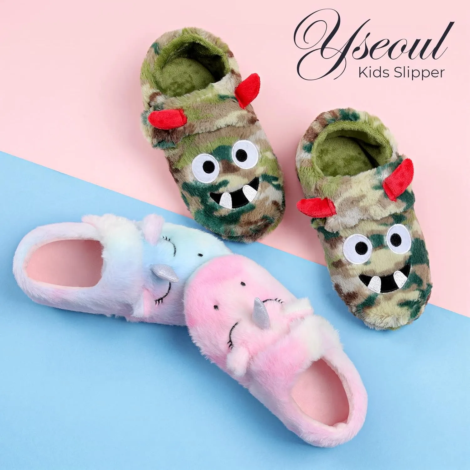 Little Kids Big Boys House Slippers, Kids Warm Slip On Home Slippers with Soft Memory Foam Cute Winter Nonslip Indoor Shark Dinosaur Soccer Dog Slippers