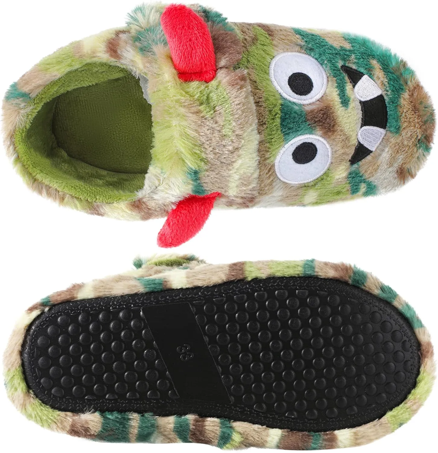 Little Kids Big Boys House Slippers, Kids Warm Slip On Home Slippers with Soft Memory Foam Cute Winter Nonslip Indoor Shark Dinosaur Soccer Dog Slippers