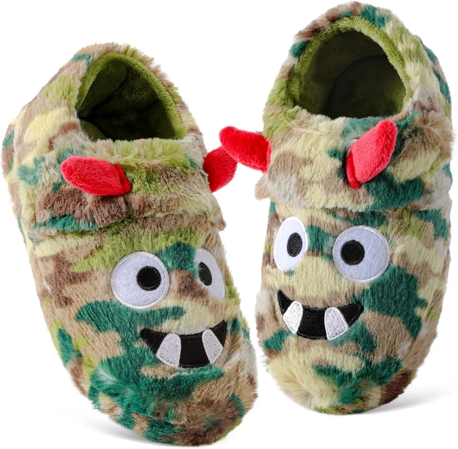Little Kids Big Boys House Slippers, Kids Warm Slip On Home Slippers with Soft Memory Foam Cute Winter Nonslip Indoor Shark Dinosaur Soccer Dog Slippers