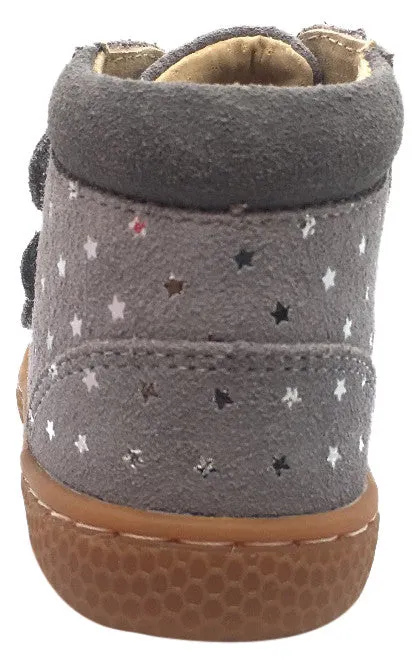 Livie & Luca Girl's Jamie Dusk Grey Starry Suede Triple Hook and Loop High Top Sneakers