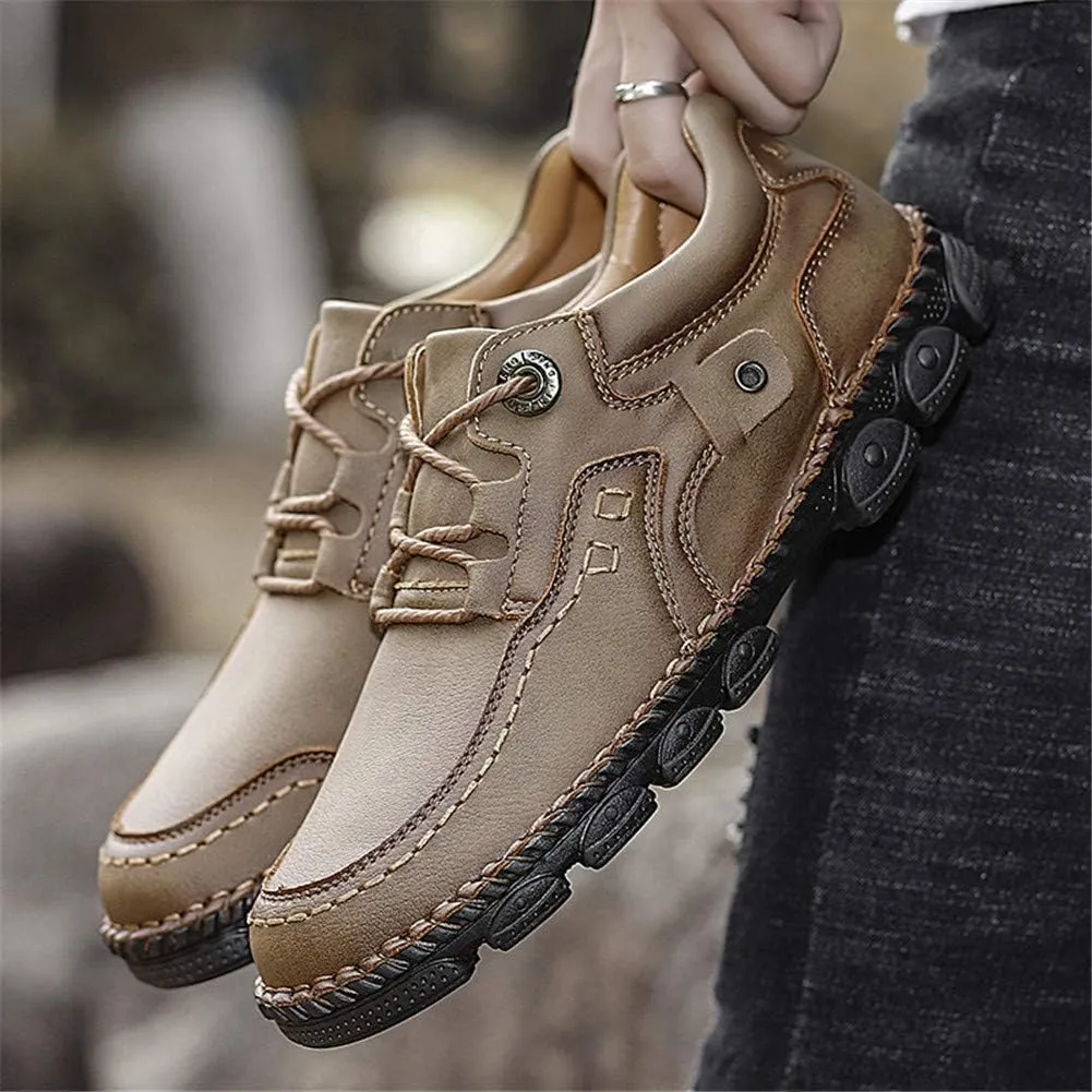 LLTMALL Men's Outdoor Leather Loafer Shoes Slip-on Sneakers Hiking Walking Mocs