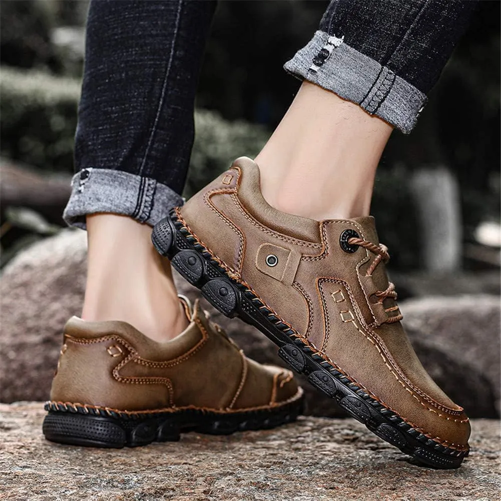 LLTMALL Men's Outdoor Leather Loafer Shoes Slip-on Sneakers Hiking Walking Mocs