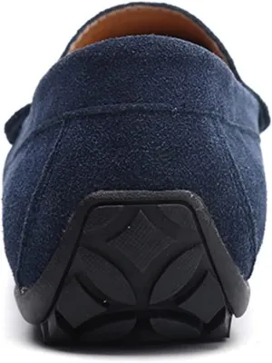 Loafers for Men Genuine Leather Stitching Details Round Toe Suede Vamp Penny Loafer Rubber Sole Flexible Slip Resistant Lightweight Classic Slip-ons