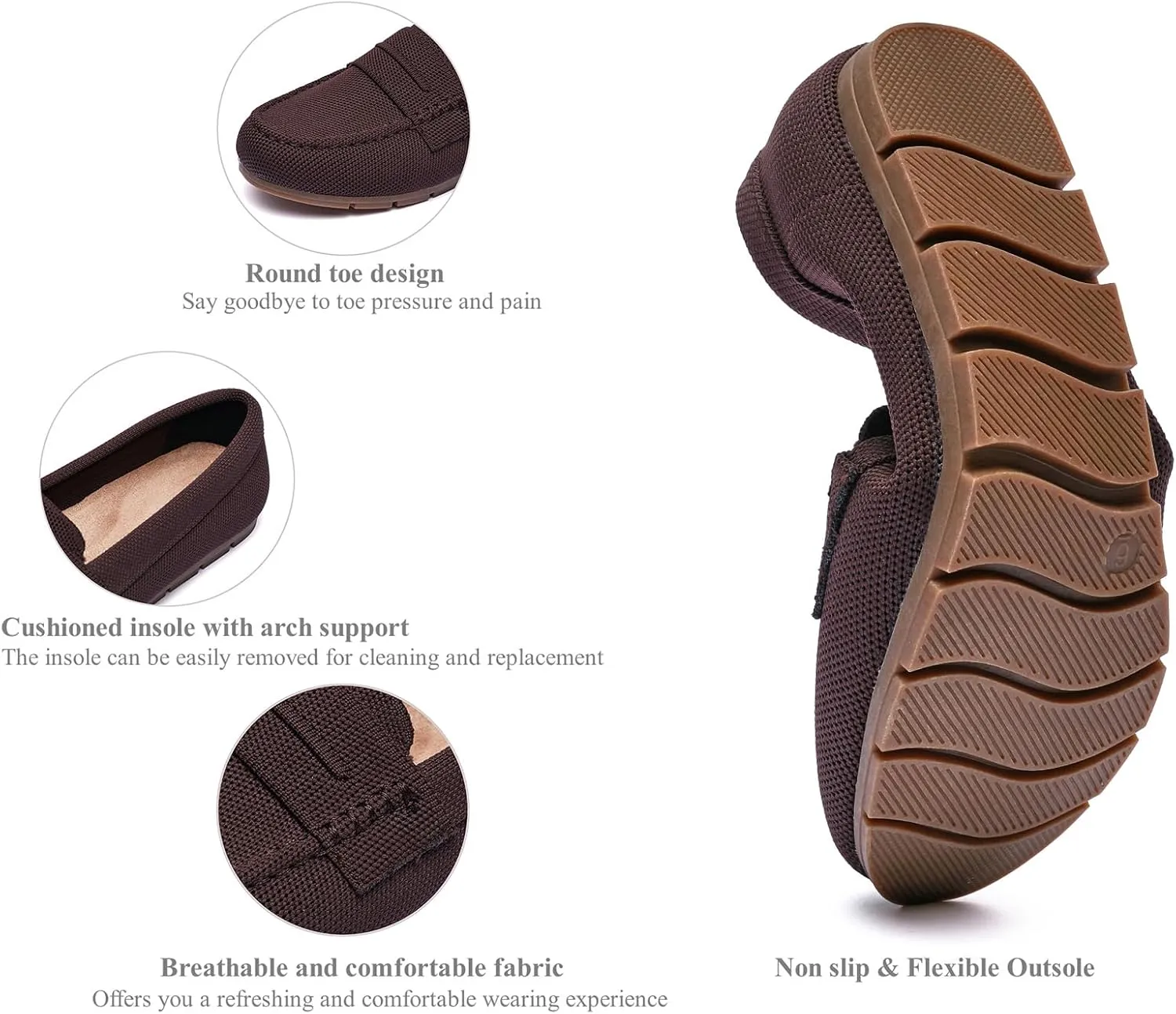 Loafers for Women Comfortable Dressy Casual Work Flats Lightweight & Breathable Slip On Walking Shoes Knit