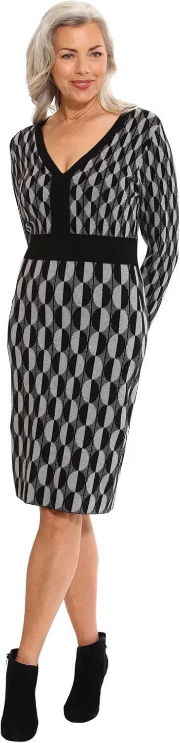 London Times Women's Knit Sweater Fall Boot Dress
