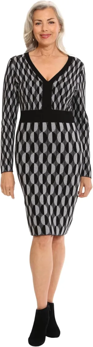 London Times Women's Knit Sweater Fall Boot Dress